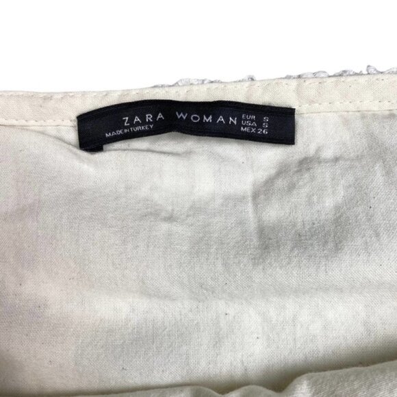 ZARA Floral Crochet White Lace Skirt Sz Small - Picture 5 of 6